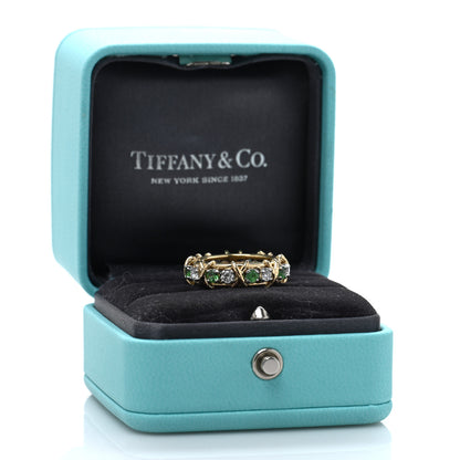 Tiffany 18K Yellow Gold Platinum Tsavorite Schlumberger Sixteen Stone Ring 49 5 5 of 5