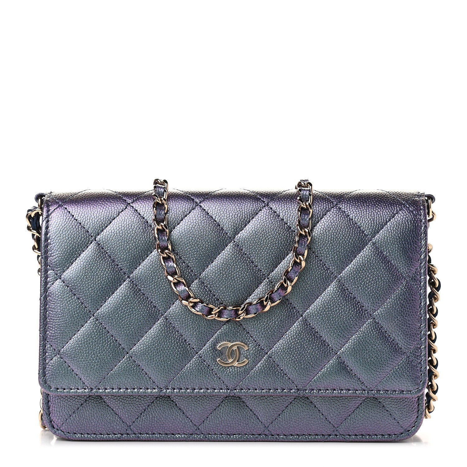 Chanel Iridescent Caviar Quilted Wallet On Chain WOC Dark Blue 1 of 9