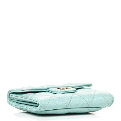 Chanel Caviar Quilted Flap Card Holder Wallet Light Blue 4 of 8