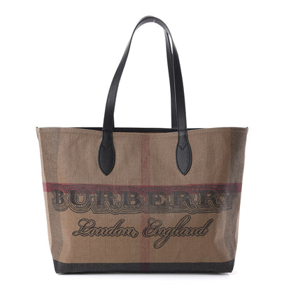 Burberry Coated Canvas Mega Check Medium Doodle Tote Black 1 of 9