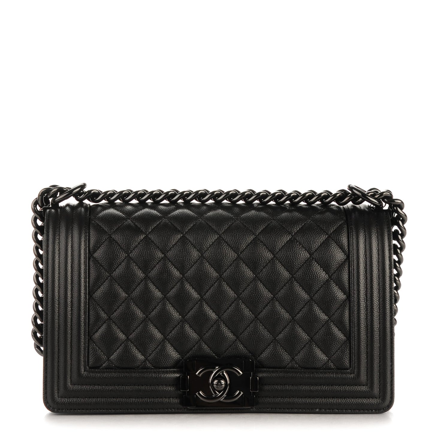 Caviar Quilted Medium Boy Flap So Black