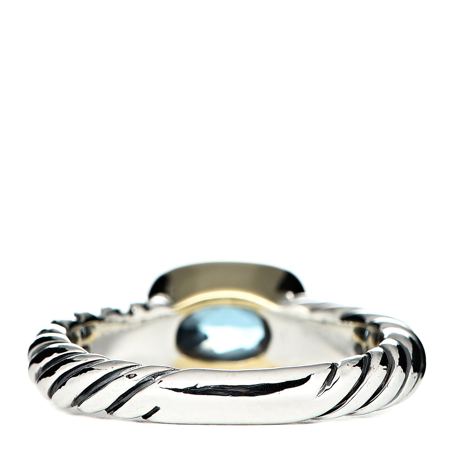 Sterling Silver 18K Yellow Gold Blue Topaz 8mm Noblesse Ring 51 5.75
