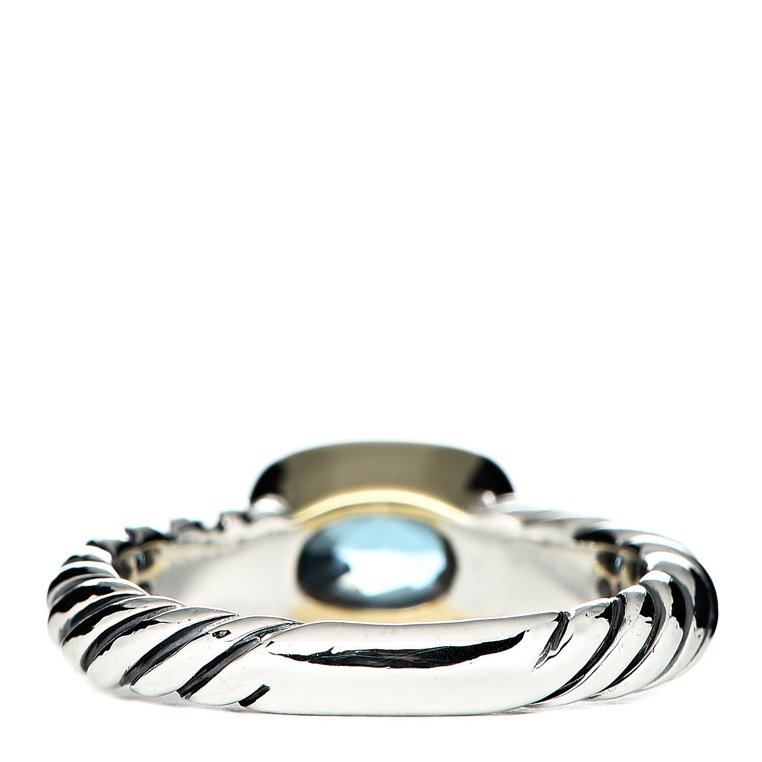 David Yurman Sterling Silver 18K Yellow Gold Blue Topaz 8mm Noblesse Ring 51 5.75 4 of 7