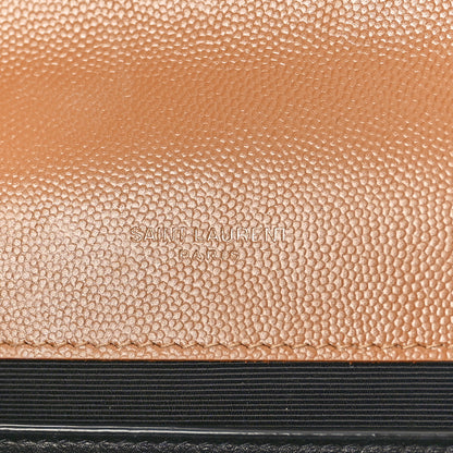 Saint Laurent Grain De Poudre Textured Mixed Matelasse Medium Triquilt Monogram Satchel Dark Cork 6 of 11