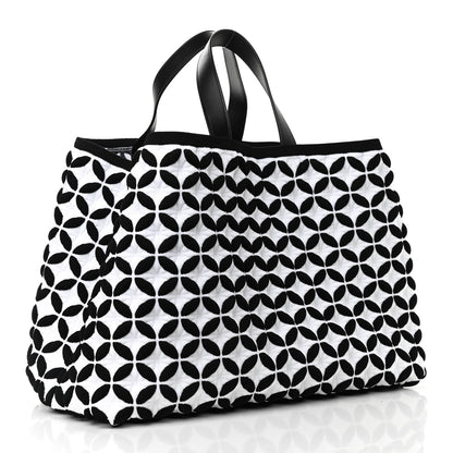 Alaia Calfskin Maille Macro Petale Cabas Tote Black White 4 of 9