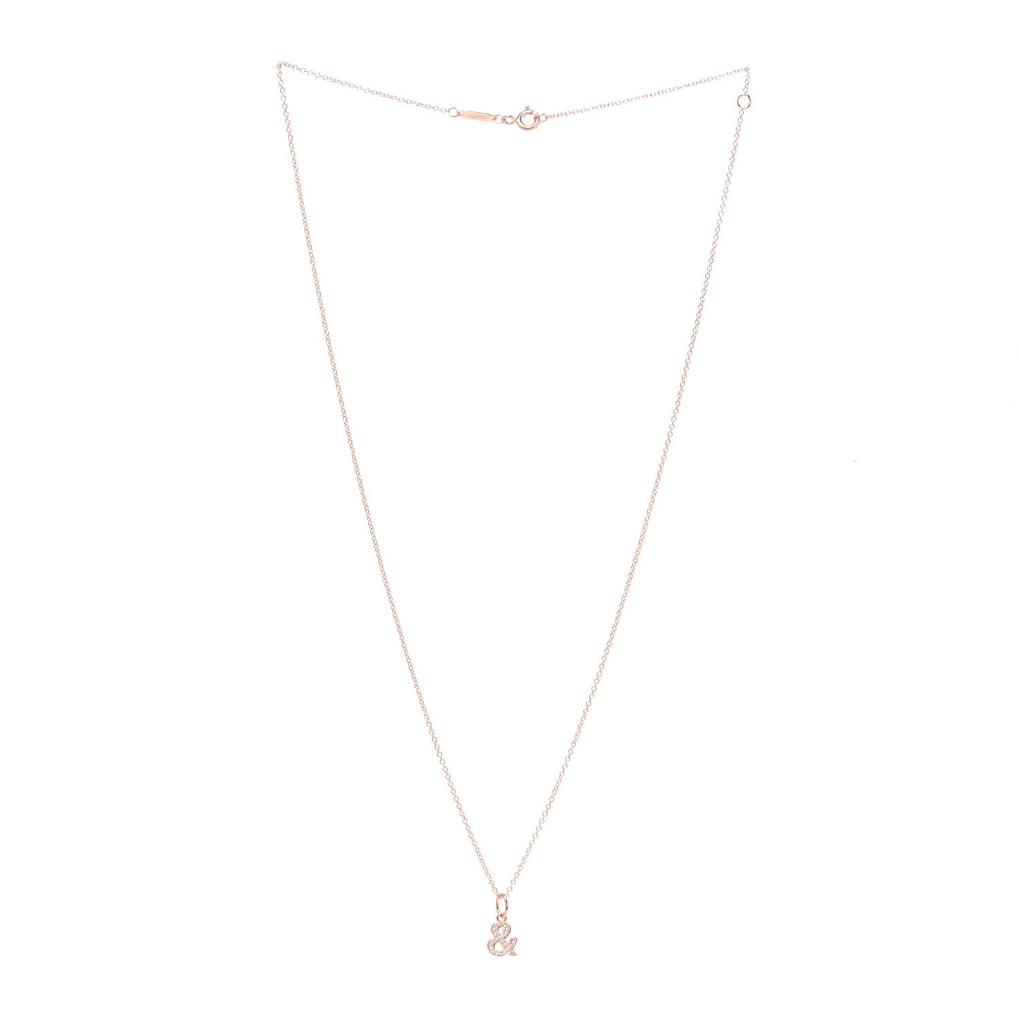 18K Rose Gold Diamond Medium Ampersand Pendant Necklace