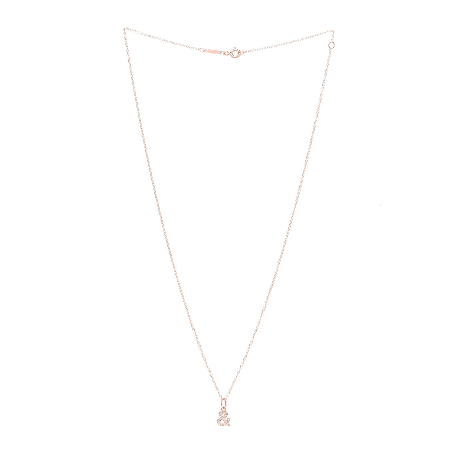 Tiffany 18K Rose Gold Diamond Medium Ampersand Pendant Necklace 3 of 7