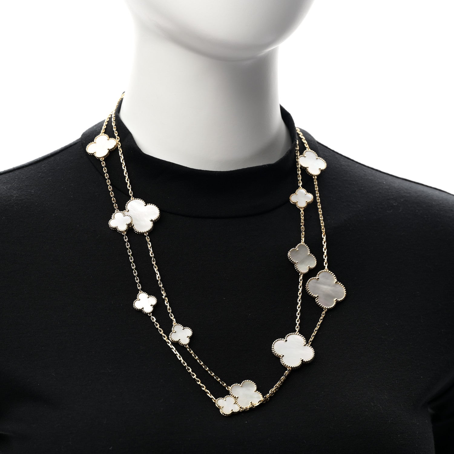 Van Cleef & Arpels 18K Yellow Gold Mother of Pearl 16 Motifs Magic Alhambra Necklace 2 of 4