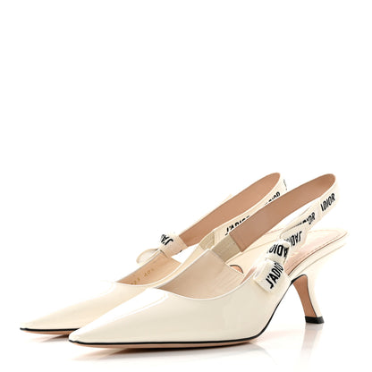 Christian Dior Patent Ribbon J'Adior Slingback 65mm Pumps 40.5 Off White 3 of 9