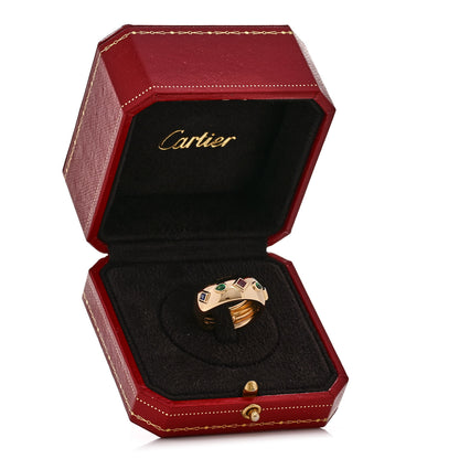 Cartier 18K Yellow Gold Ruby Emerald Sapphire Byzantine Dome Ring 56 7.5 5 of 5