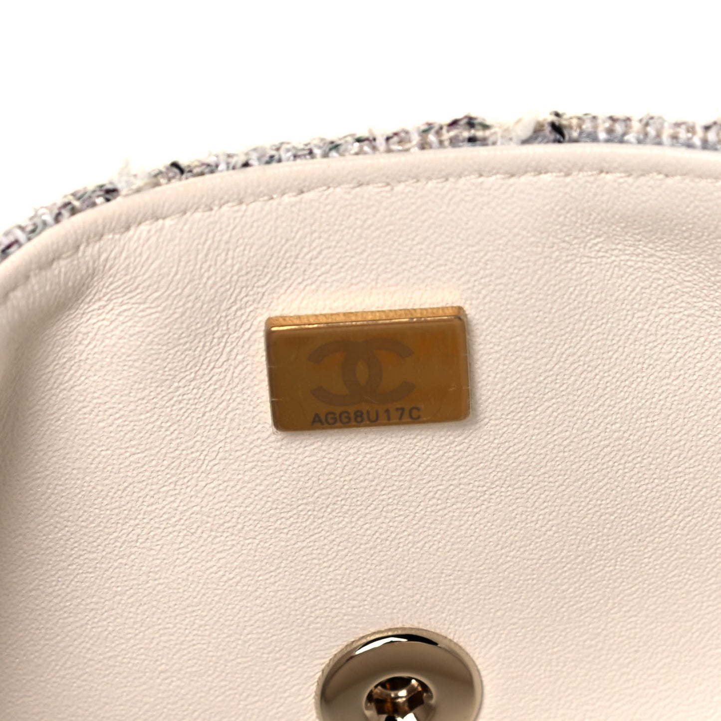 Tweed Quilted Mini Rectangular Flap White Grey