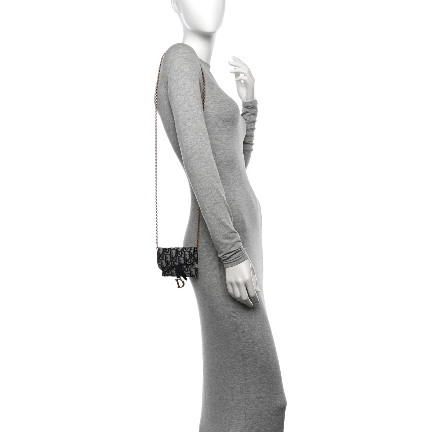 Oblique Nano Saddle Chain Pouch Blue