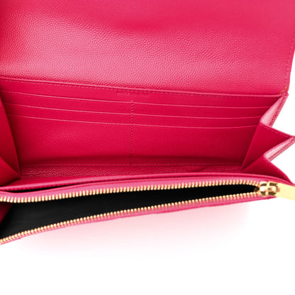 Saint Laurent Grain De Poudre Matelasse Chevron Monogram Flap Wallet Bubblegum 8 of 8