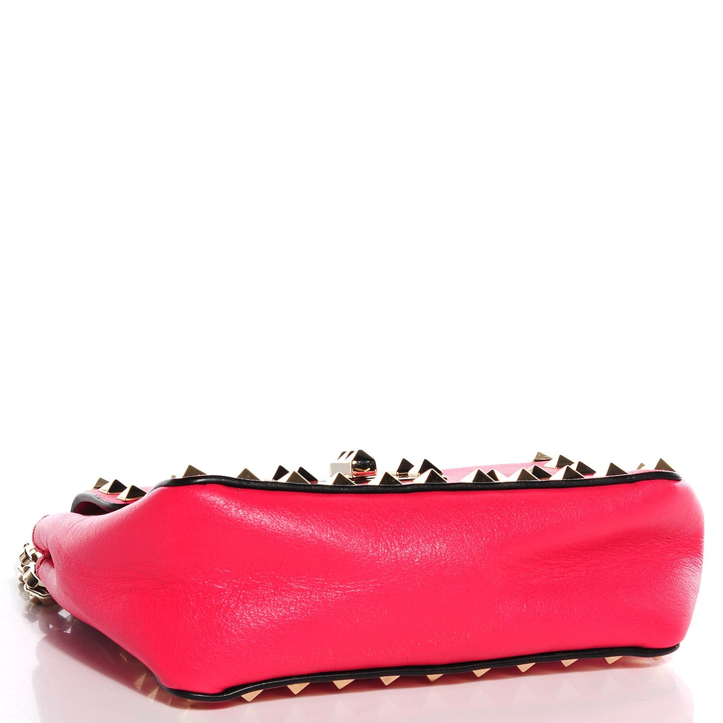 Vitello Small Rockstud Chain Strap Shoulder Bag Raspberry