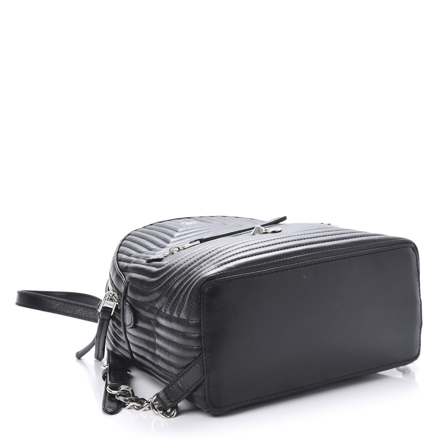 Fendi Shiny Nappa Trapuntata Mini Backpack Black 3 of 9