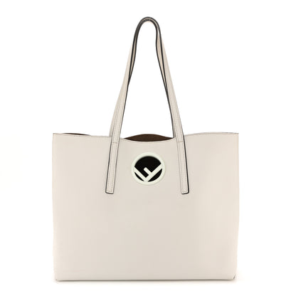 Fendi Vitello Vienna Enamel F is Fendi Shopping Tote White Taupe 1 of 12
