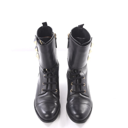 Valentino Garavani Calfskin Macro Rockstud Combat Boots 36.5 Black 5 of 10