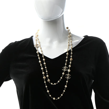 Chanel Pearl Crystal CC Long Necklace Gold 2 of 4