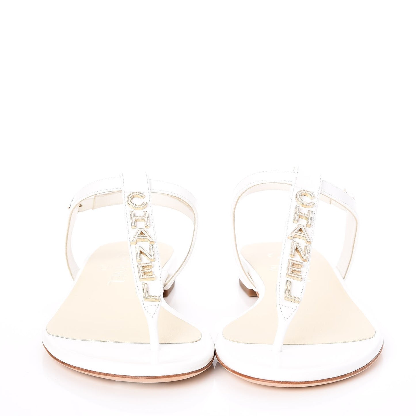 Lambskin Logo Thong Sandals 35.5 White
