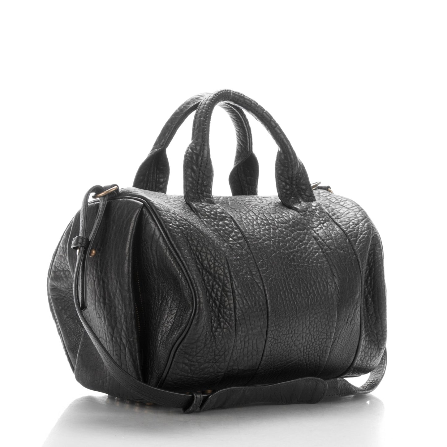 Pebbled Lambskin Rocco Black Antique Brass Hardware