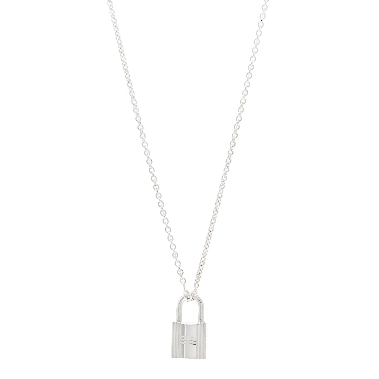 Hermes Sterling Silver Amulette Cadenas Kelly Pendant Necklace 1 of 5