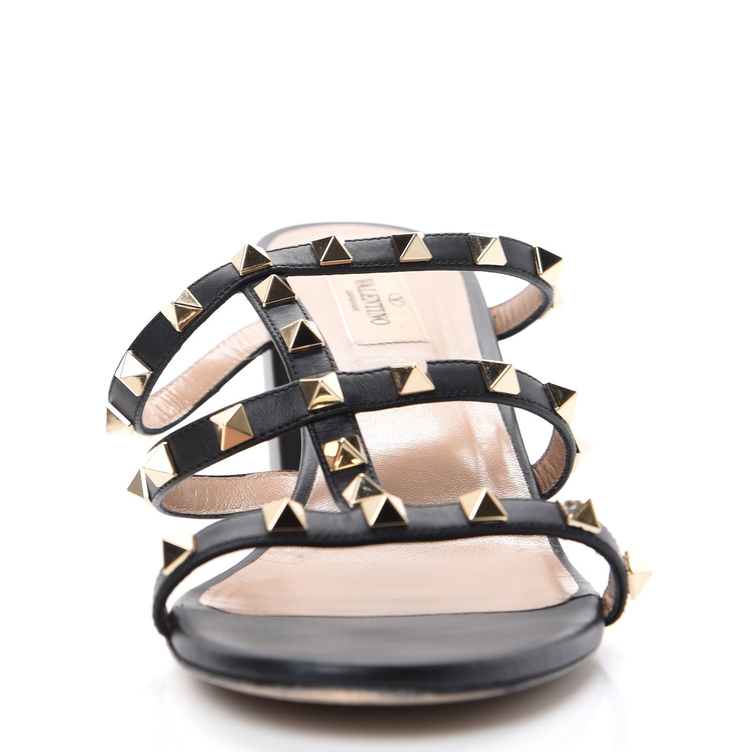 Valentino Garavani Calfskin Rockstud 60mm Caged Slide Sandals 41.5 Black 10 of 13