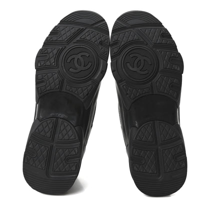Chanel Lambskin Fabric CC Uniform Sneakers 38.5 Black 6 of 10