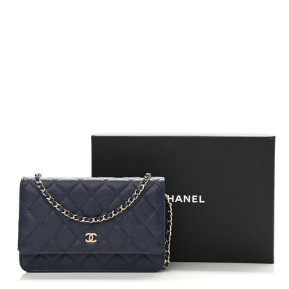 Chanel Caviar Quilted Wallet On Chain WOC Navy Blue 13 of 13