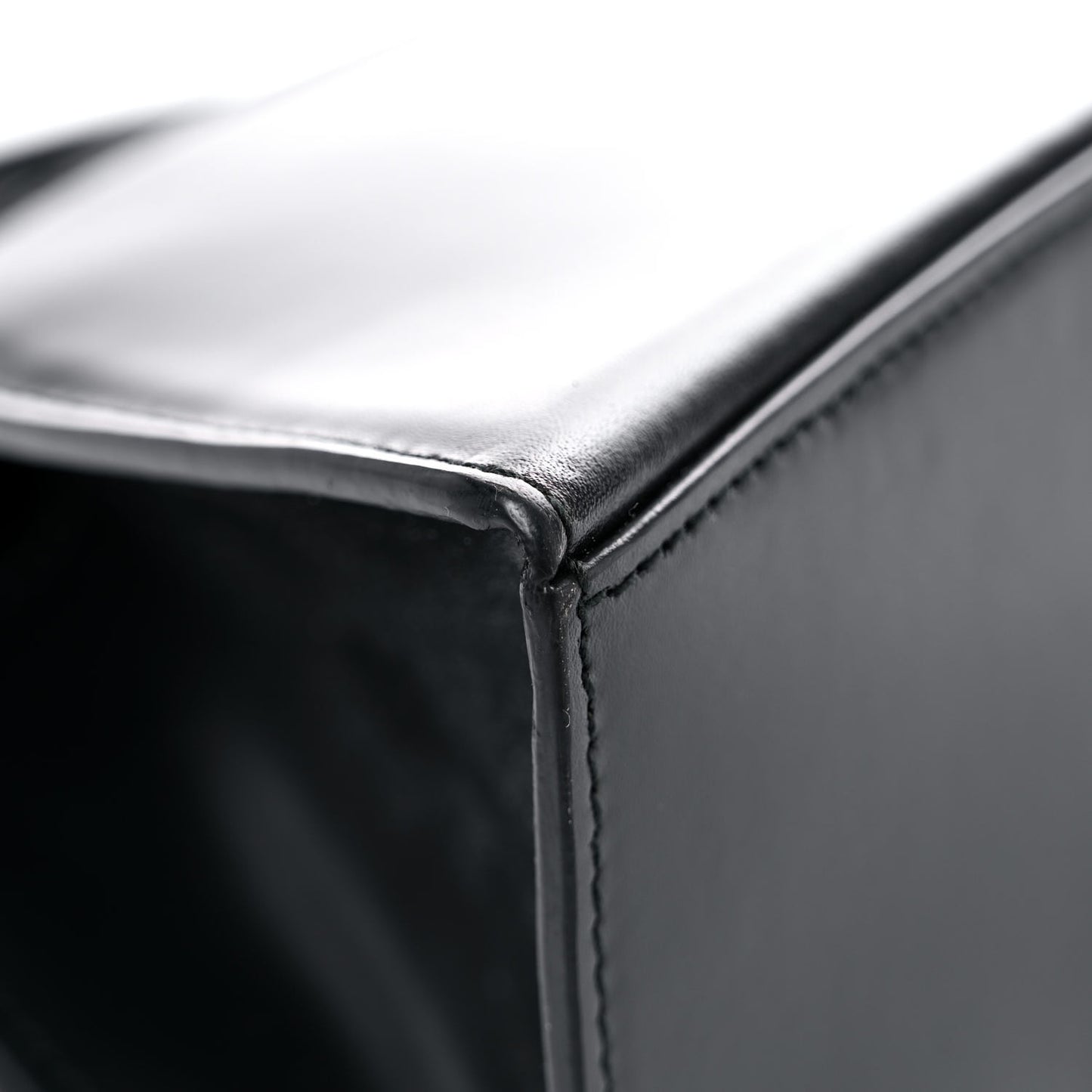 Shiny Box Calfskin Small Hourglass Top Handle Bag Black