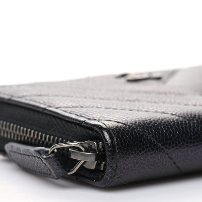 Chanel Iridescent Caviar Chevron Quilted Zip Around Coin Purse Black 8 of 11