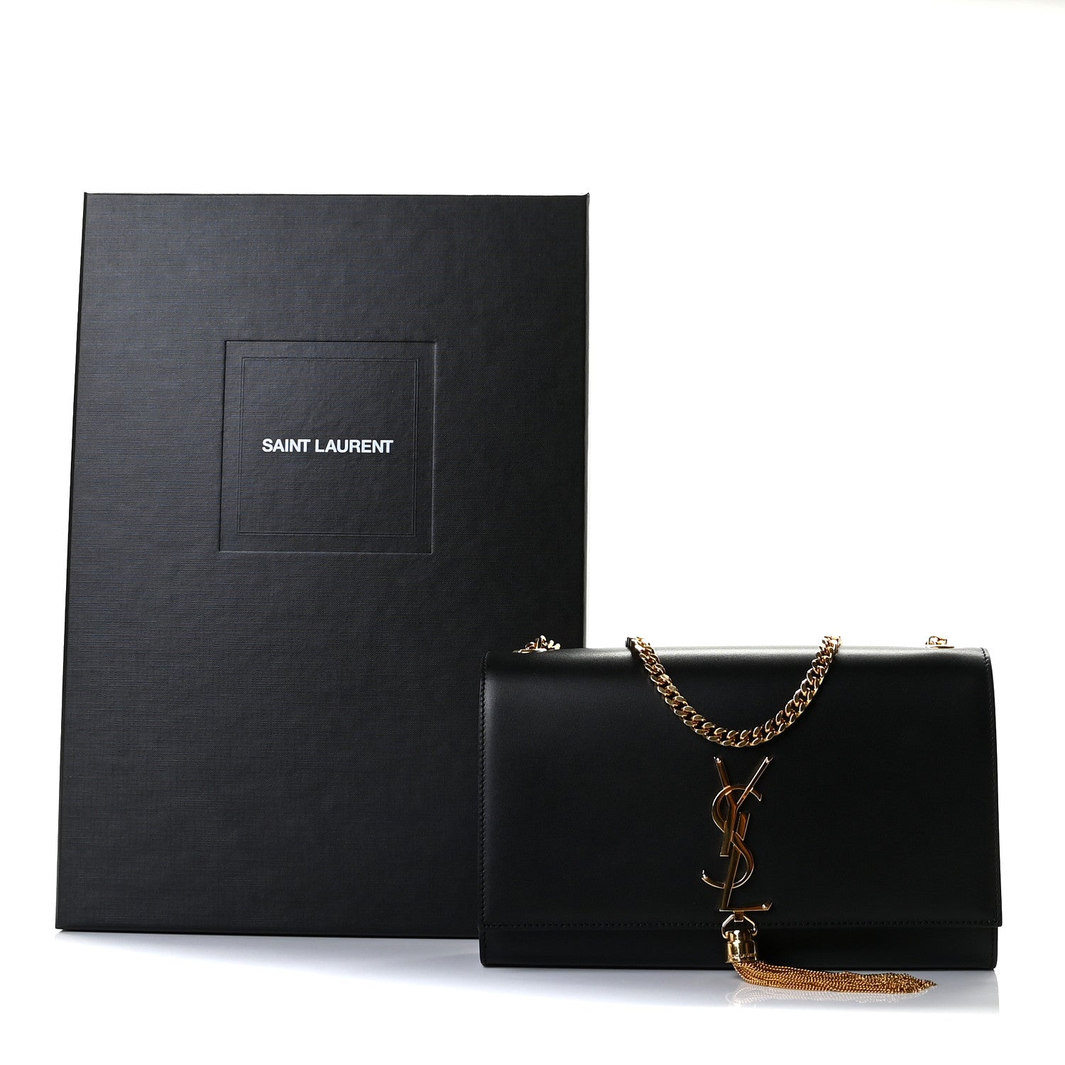 Saint Laurent Smooth Calfskin Medium Classic Monogram Kate Tassel Satchel Black 12 of 12