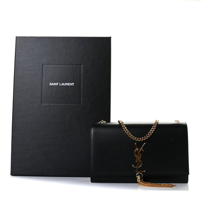 Saint Laurent Smooth Calfskin Medium Classic Monogram Kate Tassel Satchel Black 12 of 12