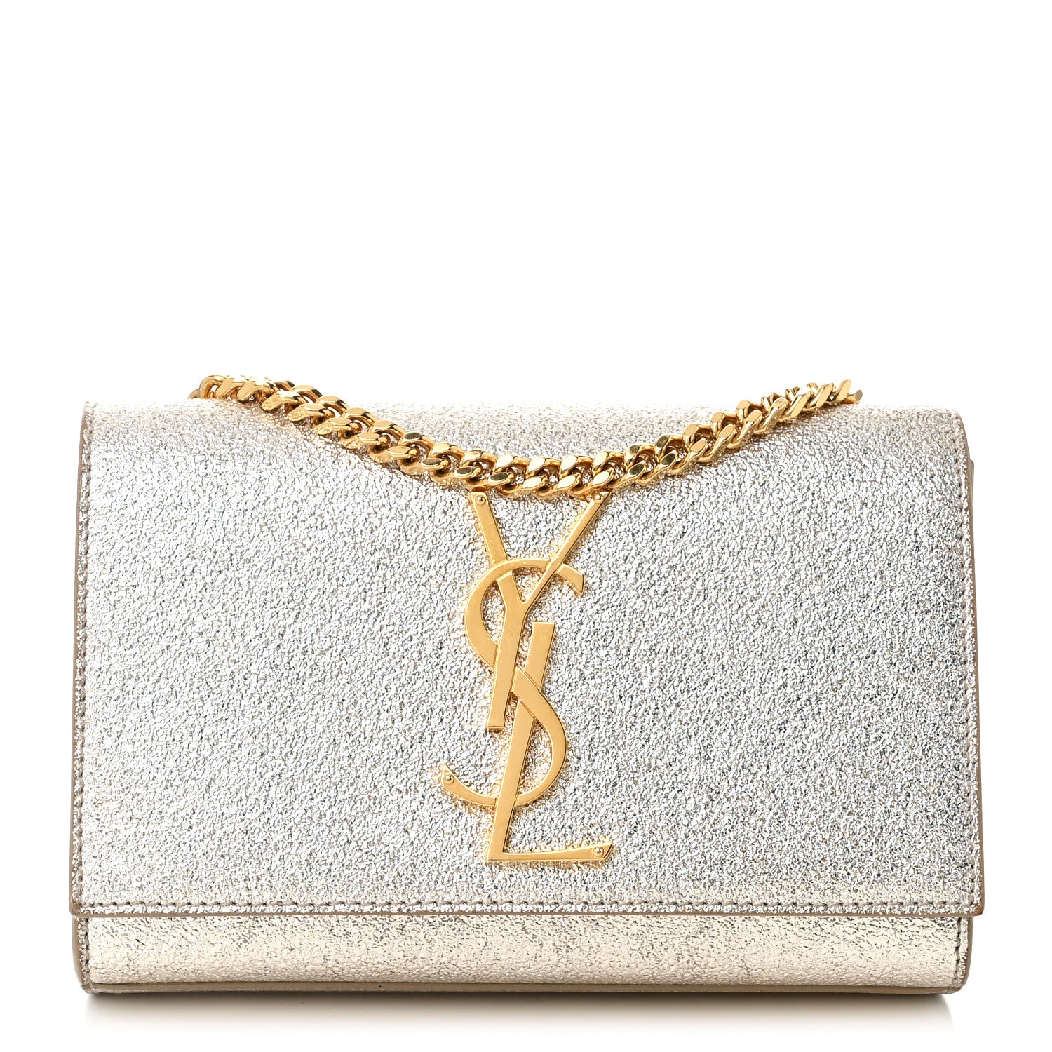 Saint Laurent Metallic Calfskin Small Classic Monogram Kate Satchel Platine 1 of 10