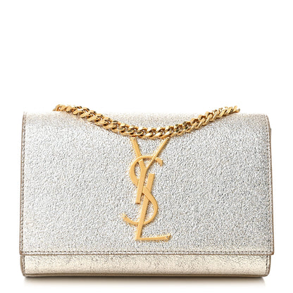 Saint Laurent Metallic Calfskin Small Classic Monogram Kate Satchel Platine 1 of 10