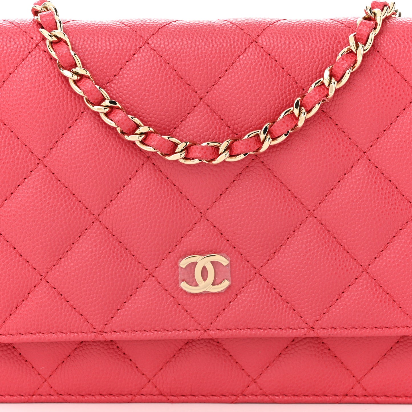 Caviar Quilted Wallet on Chain WOC Dark Pink