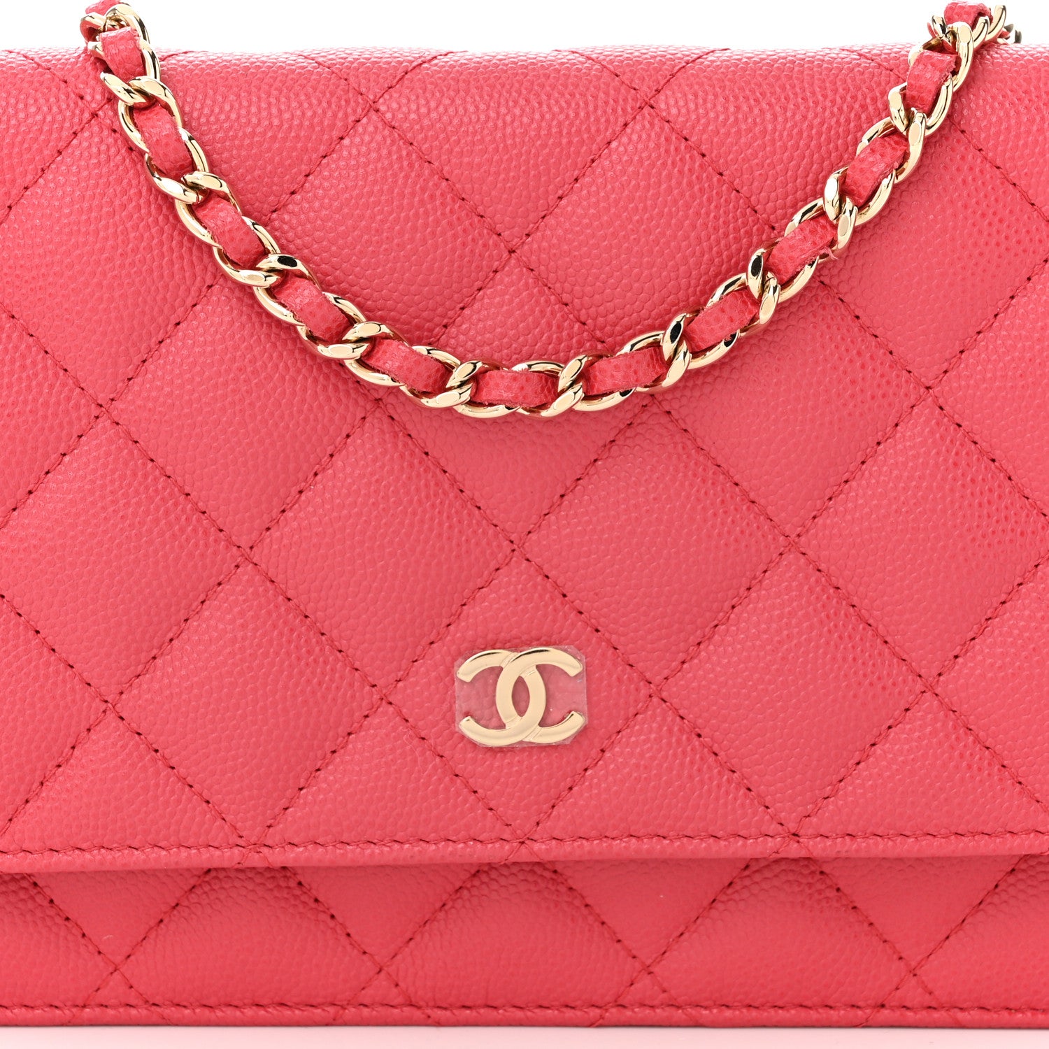 Chanel Caviar Quilted Wallet on Chain WOC Dark Pink 9 of 12