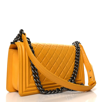 Chanel Lambskin Quilted Medium Boy Flap Yellow 3 of 10