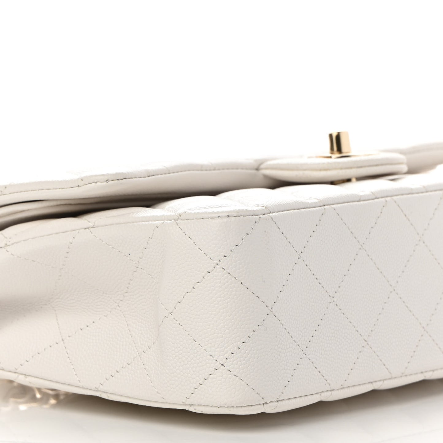Caviar Quilted Medium Double Flap White