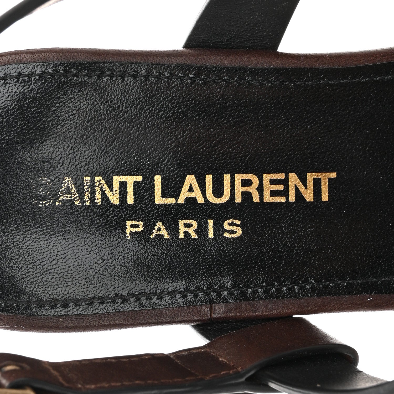 Saint Laurent Calfskin Cassandra Monogram Sandals 36.5 Dark Brown 7 of 10