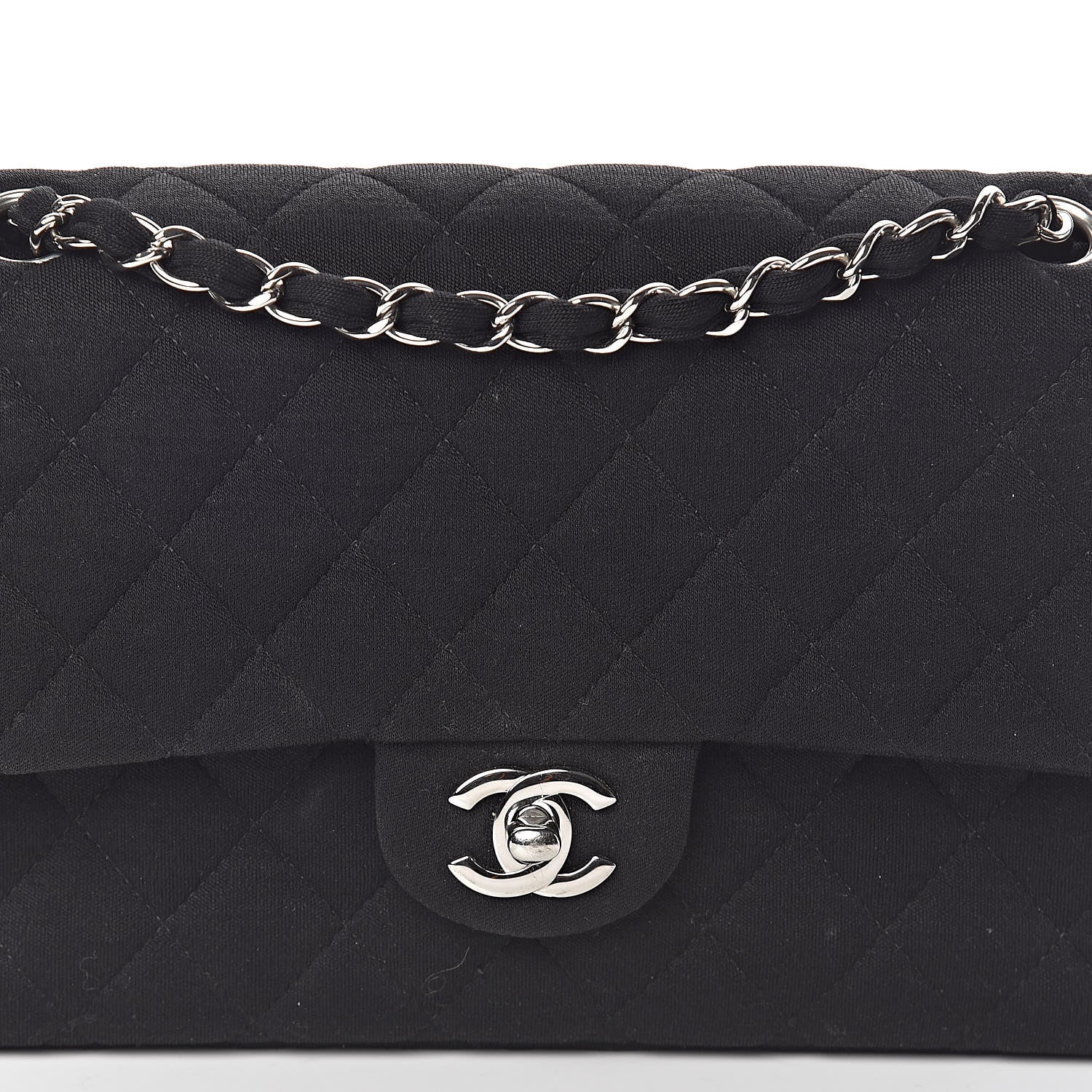 Chanel Jersey Quilted Medium Double Flap Black 11 of 11