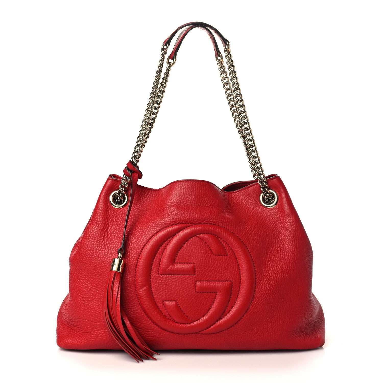 Gucci Pebbled Calfskin Medium Soho Chain Shoulder Bag Tabasco Red 1 of 8