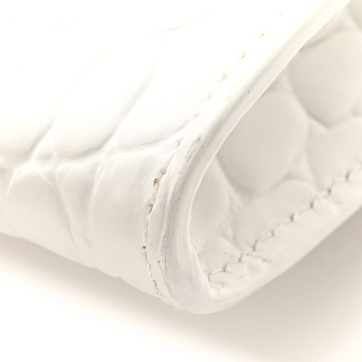 Alexander McQueen Calfskin Crocodile Embossed Knuckle Flat Clutch White 10 of 11