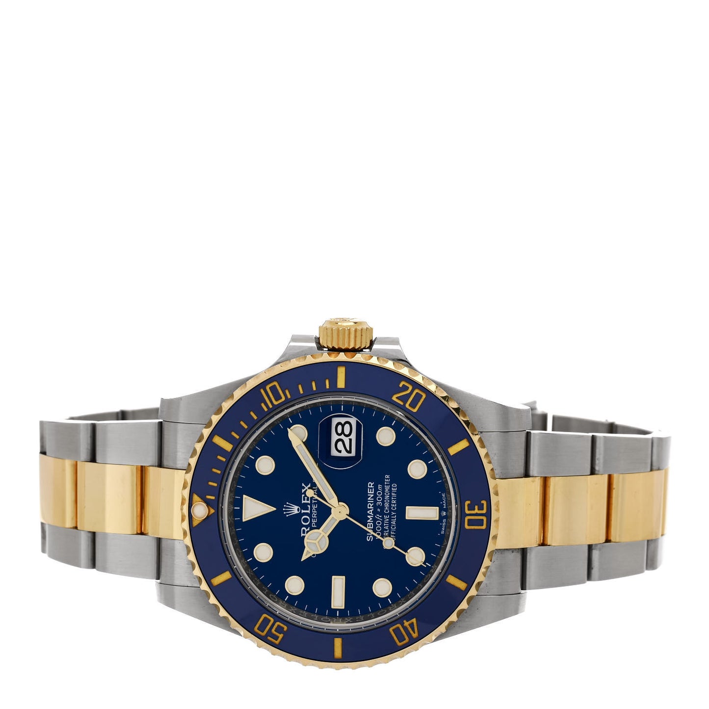 Stainless Steel 18K Yellow Gold 41mm Submariner Date Watch Royal Blue 126613LB