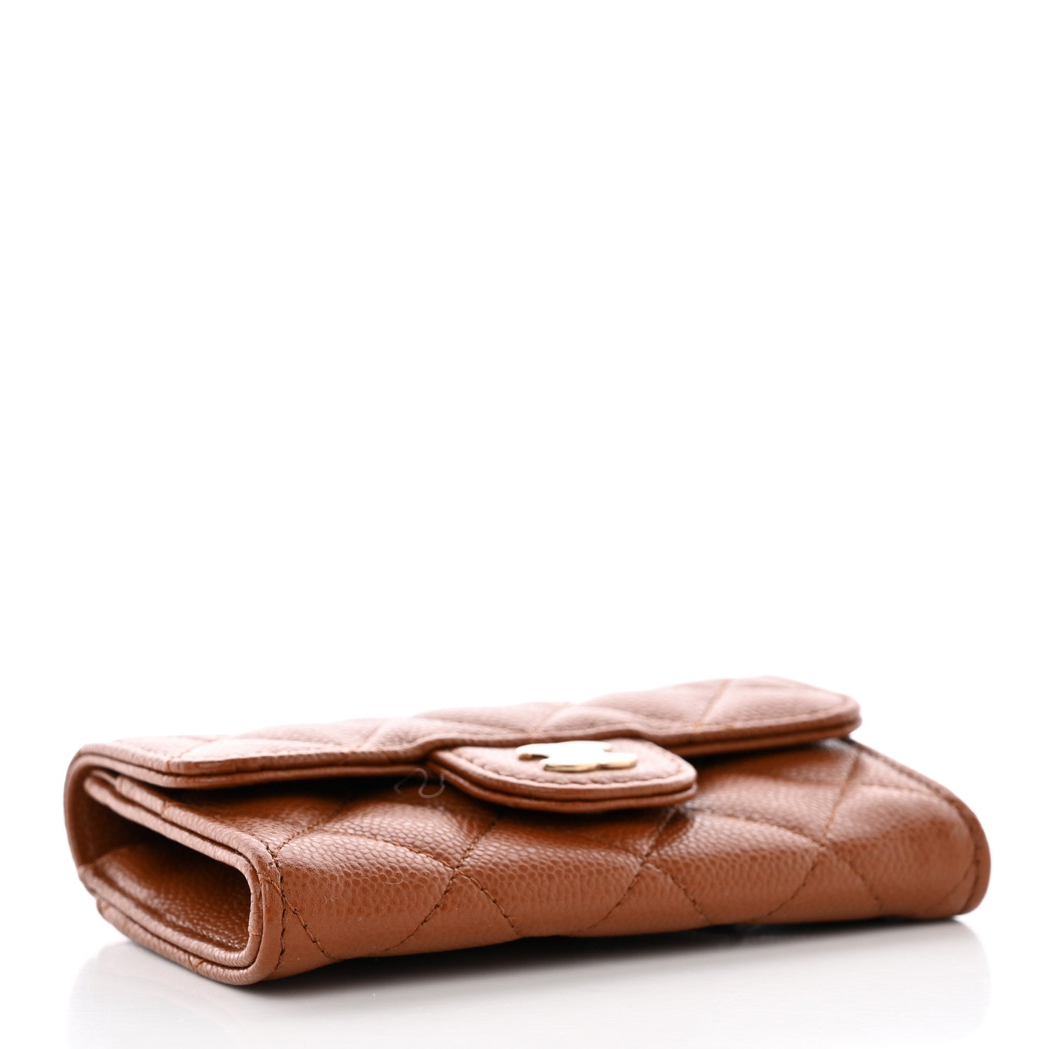 Chanel Caviar Quilted Flap Card Holder Wallet Light Brown 4 of 10