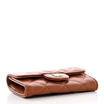 Chanel Caviar Quilted Flap Card Holder Wallet Light Brown 4 of 10
