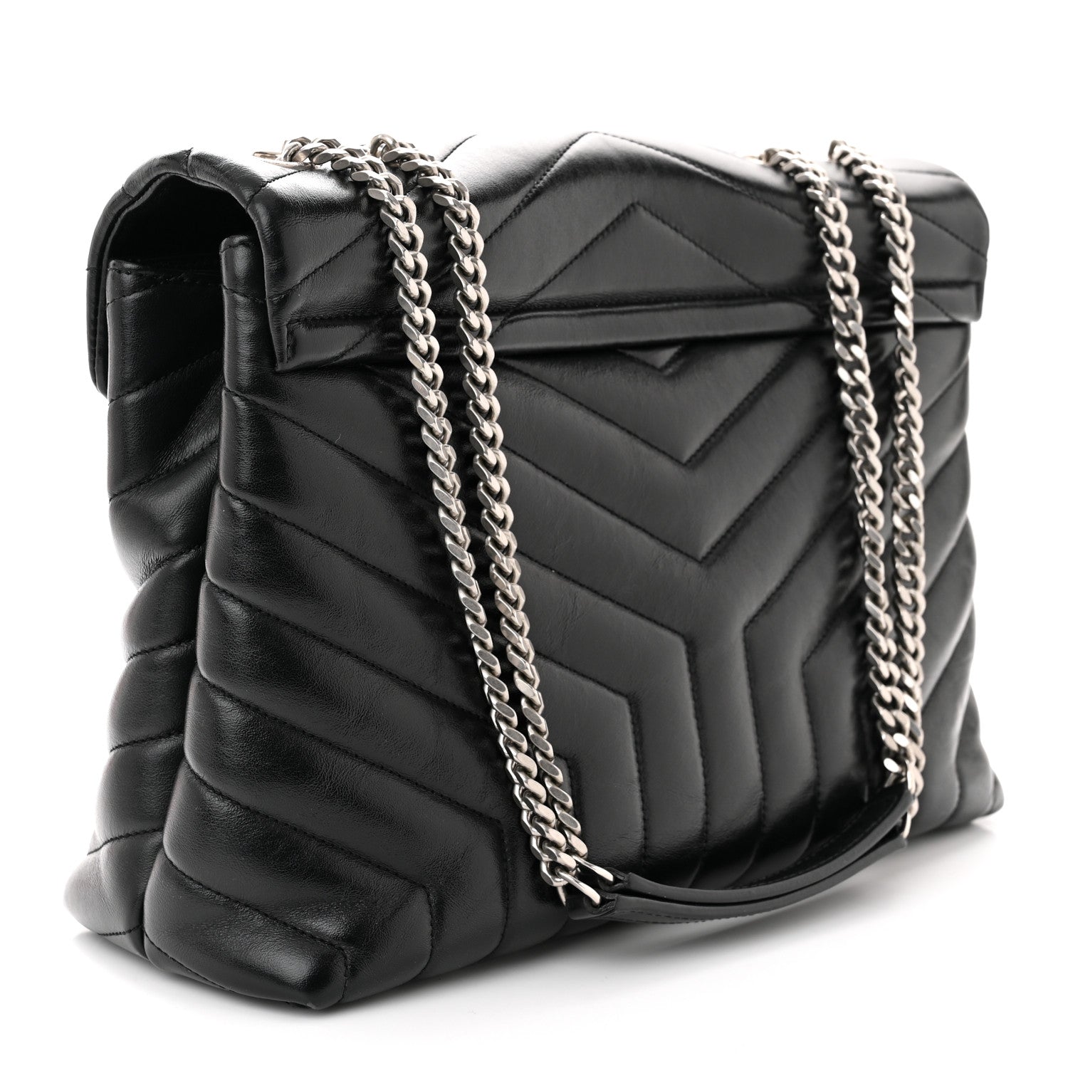 Saint Laurent Calfskin Y Quilted Monogram Medium Loulou Chain Satchel Black 3 of 10