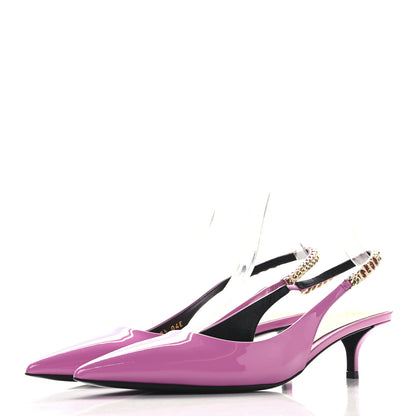 Gucci Patent Signoria 35mm Slingback Pumps 38.5 Libre Pink 4 of 10