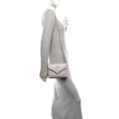 Saint Laurent Calfskin Y Quilted Monogram Toy Loulou Satchel Granite 2 of 12