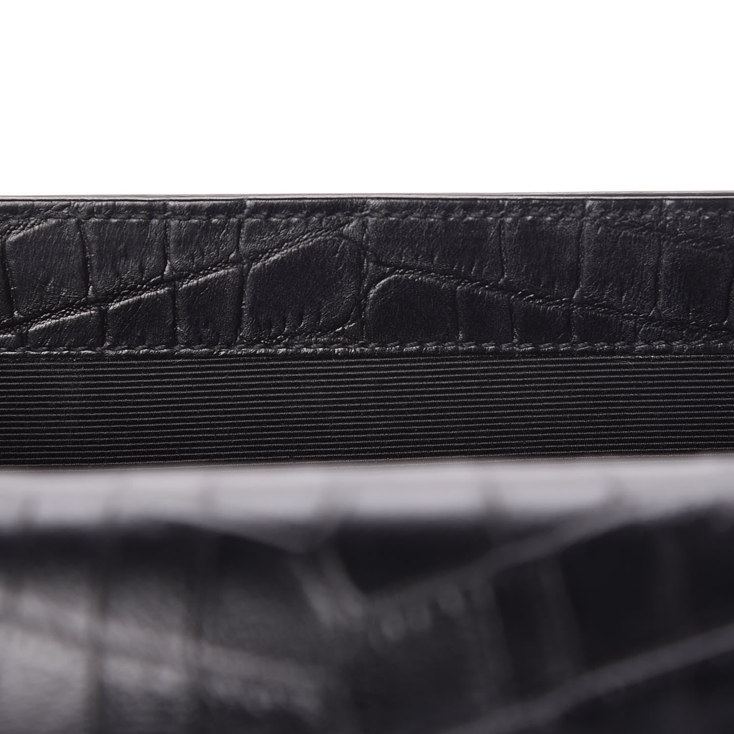 Saint Laurent Calfskin Crocodile Embossed Medium Classic Monogram Kate Tassel Satchel Black 13 of 13