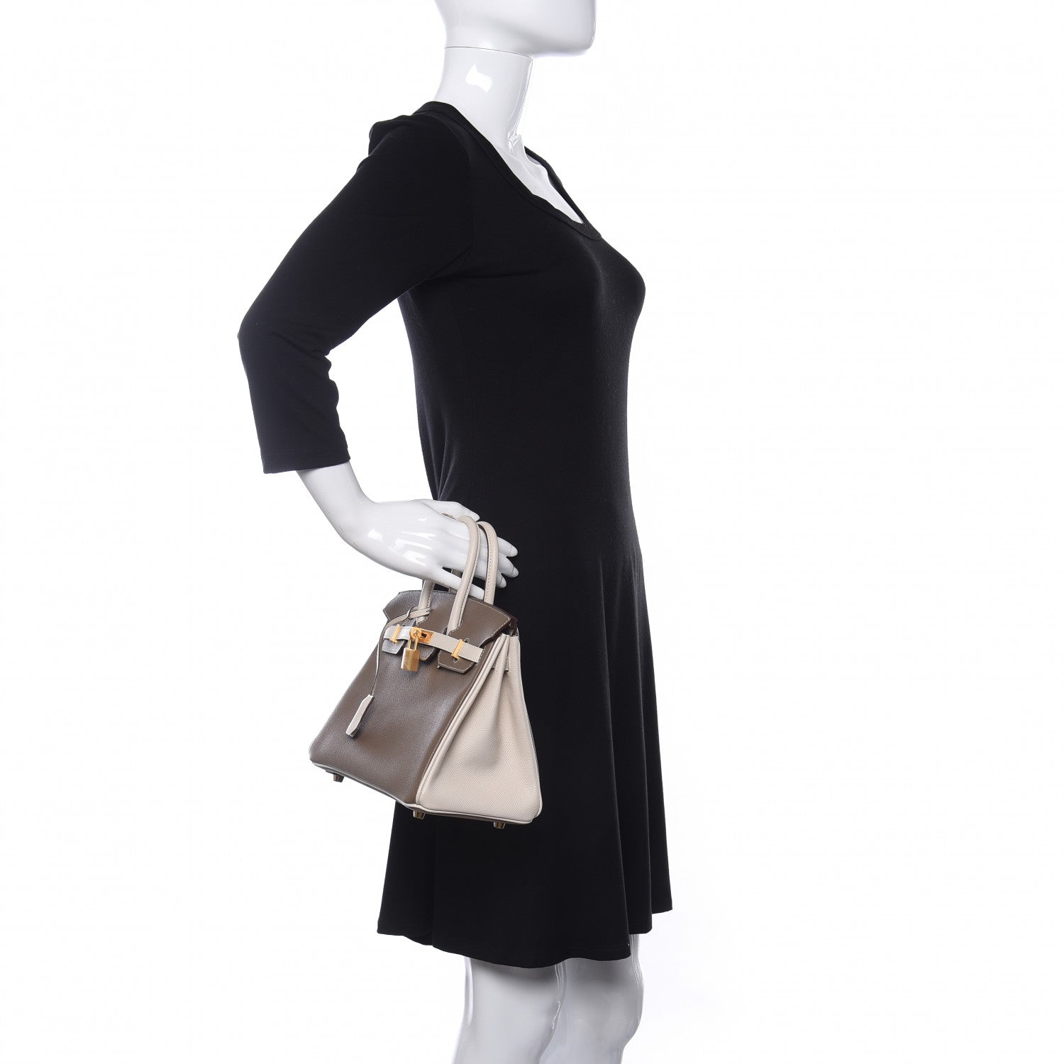 Hermes Epsom Horseshoe Birkin 25 Etoupe Craie 2 of 35